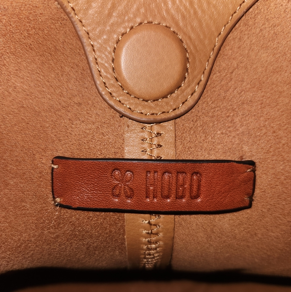 HOBO‎ Daisy Brown Crochet 100% Cow Leather Cotton Shoulder V Bag - Picture 7 of 10